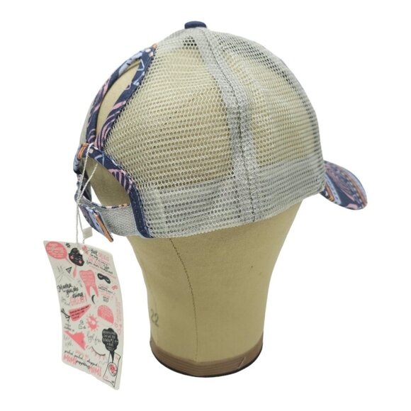 Latched Mama Rainbow Geometric Distressed Ponytail Mesh Strapback Cap Hat NEW - Picture 12 of 12